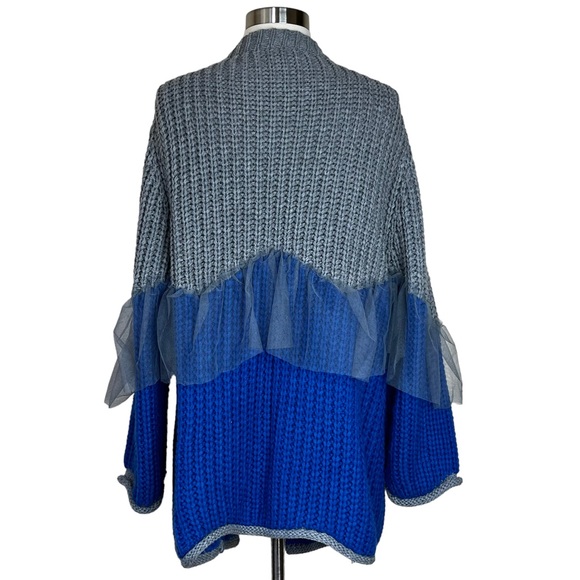 Kate Hewko Colorblock Tulle Sweater- Chunky Oversized Open Cardigan - Med/Large - Picture 2 of 6
